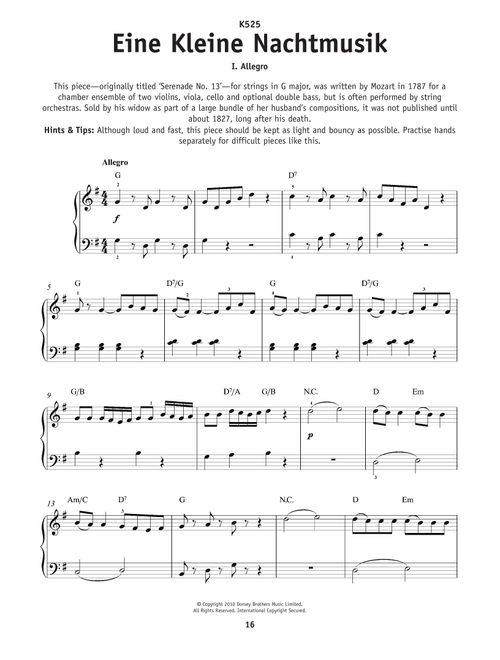Eine Kleine Nachtmusik ("Serenade"), First Movement Excerpt - Wolfgang Amadeus Mozart (Really Easy Piano)