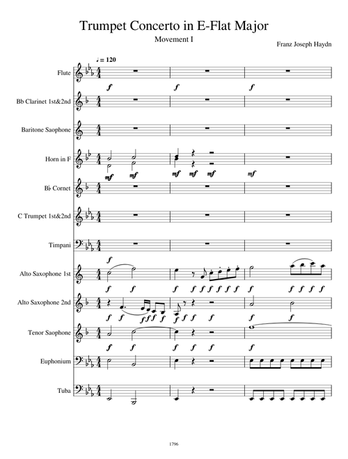 Trumpet Concerto in E-flat Major Hob. VIIe1 Joseph Haydn Movement 1