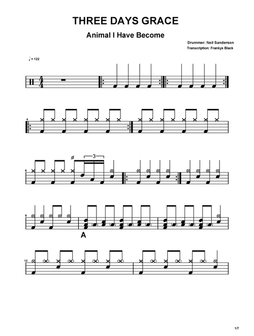 Animal I Have Become (Arr. Frankys Black) - Three Days Grace (Drums)