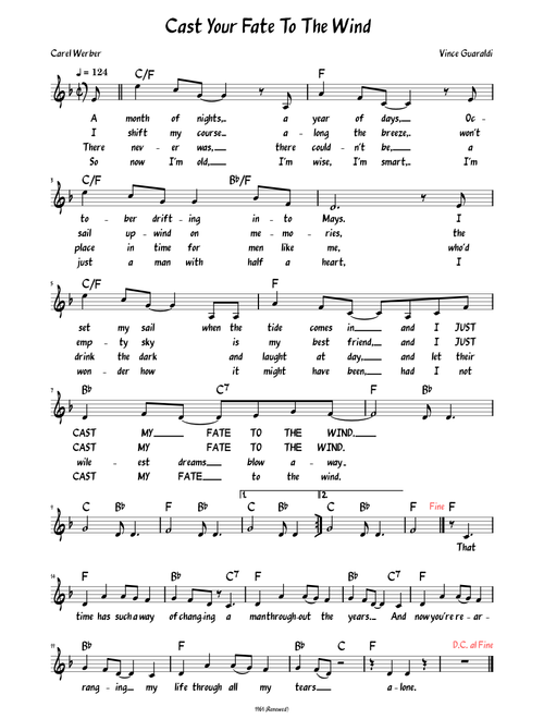 Cast Your Fate to the Wind (Lead sheet with lyrics )