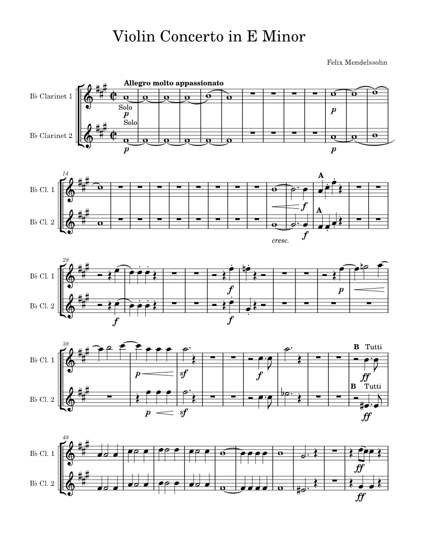Mendelssohn Violin Concerto in E minor Op. 64 Felix Mendelssohn Bb