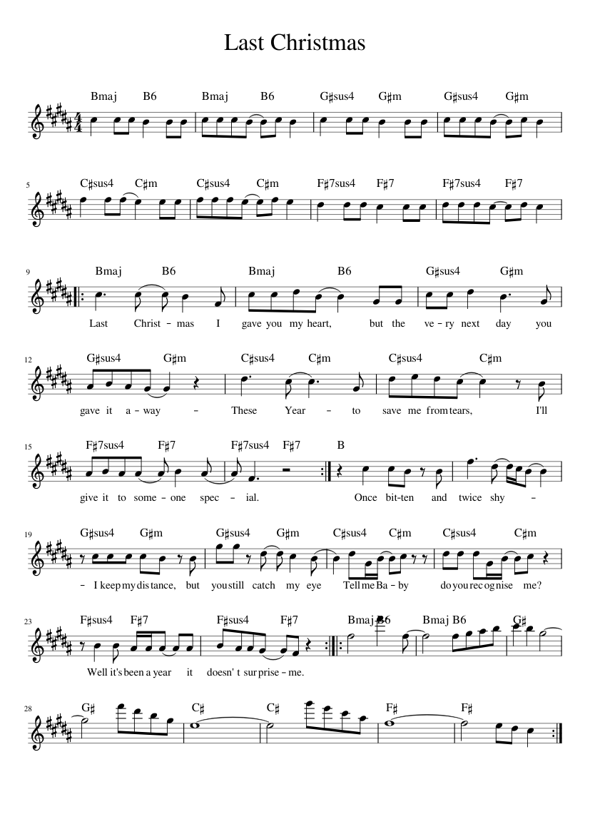 alimentar Amabilidad montón Last Christmas Sheet music for Piano (Solo) | Musescore.com