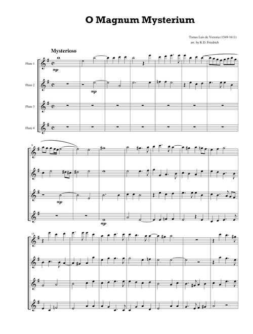O Magnum Mysterium (Arr. Kenneth D. Friedrich) - Tomas Luis De Victoria (Woodwind Ensemble)
