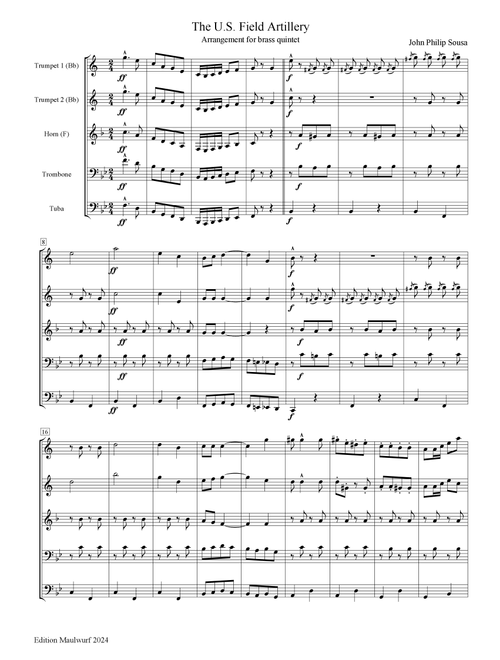 The U.S. Field Artillery March (Arr. Edition Maulwurf) - John Philip Sousa (Brass Ensemble)