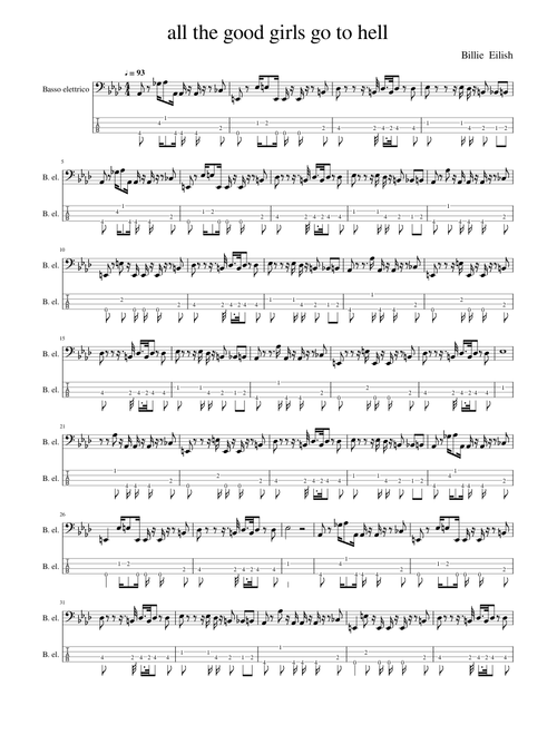 all the good girls go to hell - Billie Eilish (bass - TAB)