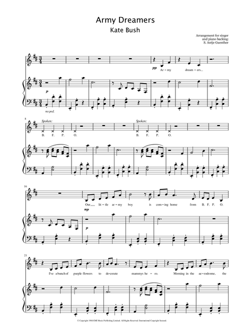 Army Dreamers (Arr. S. Antje Günther) - Kate Bush (Piano Vocal)