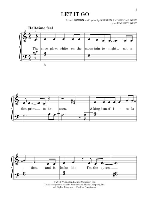 Let It Go (from Frozen) - Idina Menzel (Beginning Piano Solo)