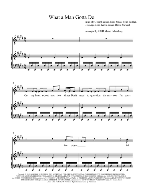 What A Man Gotta Do (Arr. C&D Music Publishing) - Jonas Brothers (Piano Vocal)