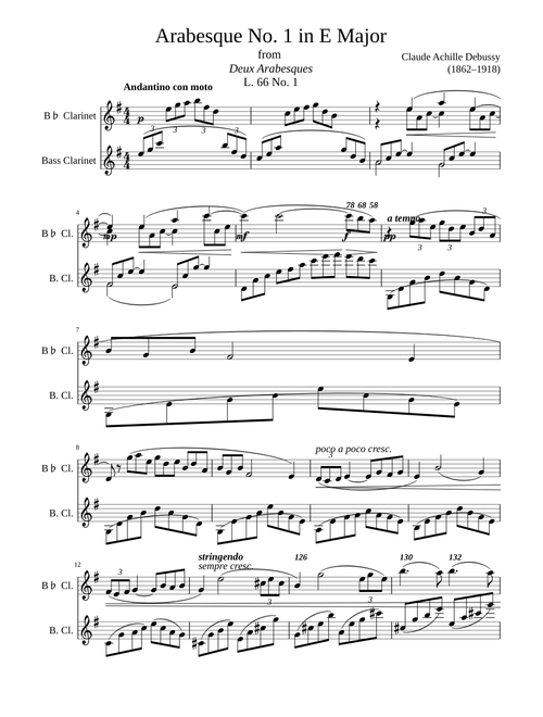 bb Arabesque L. 66 No. 1 in E Major