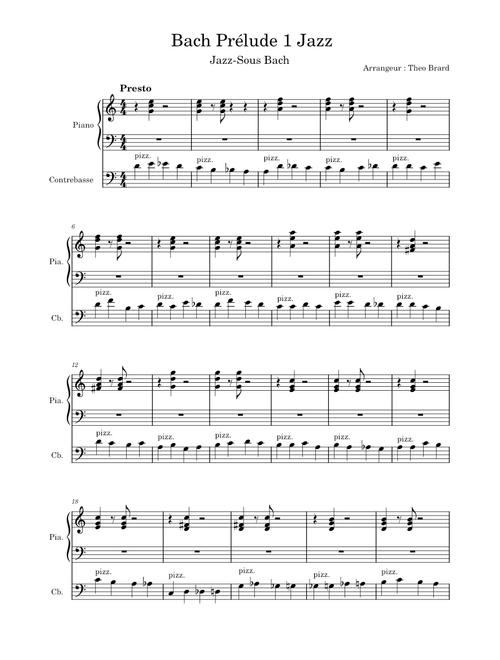 Prelude 1 bach Jazz ver. contrebasse