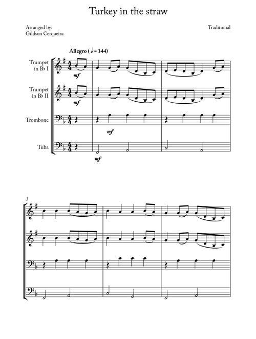 Turkey in the straw (Arr. Gildson Cerqueira) - Traditional (Brass Ensemble)