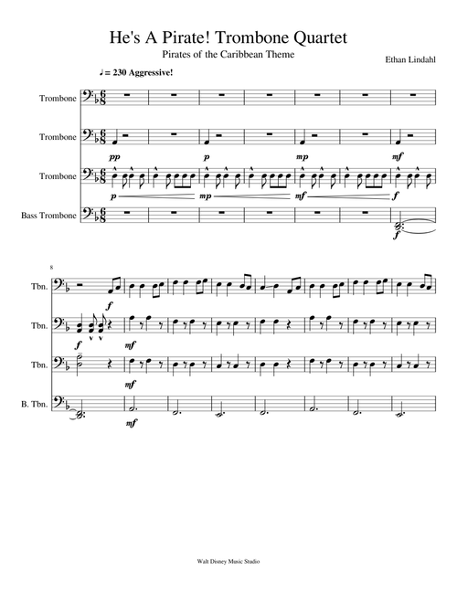 He's A Pirate! Trombone Quartet