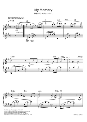My memory - Ryu Sheet Music with Chords for Piano (Solo) | MuseScore.com