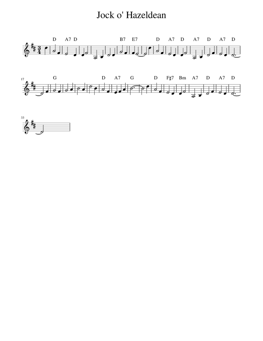 Jock o' Hazeldean Sheet music for Piano (Solo) Easy | Musescore.com