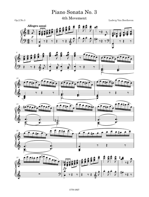 Piano Sonata No. 3 in C Major, Op.2 No.3, 4th Movement (Allegro assai) - Ludwig van Beethoven