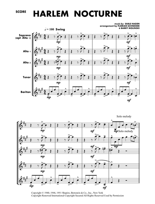 Harlem Nocturne (Arr. BARRY MOLINSKI) - Earle Hagen, Dick Rogers (Woodwind Ensemble)