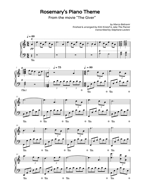 Rosemary's Theme Piano - The Giver