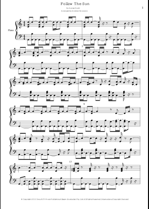 Follow the sun - Xavier Rudd Sheet Music with Chords for Synthesizer ...