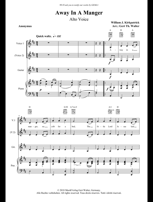 Away In A Manger (2nd. version) (Arr. Gert Th. Walter) - William J Kirkpatrick (Vocal Solo)