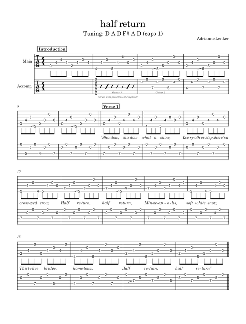 Adrianne Lenker - half return (TAB)