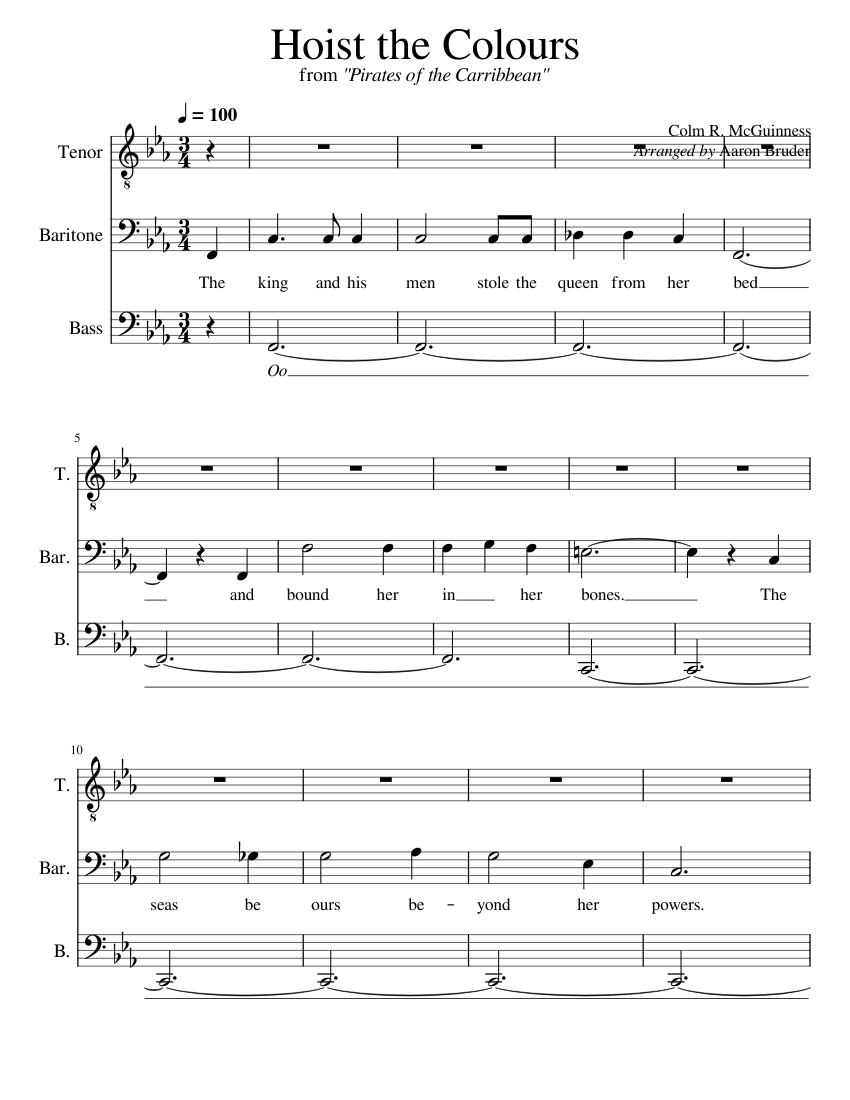 Hoist the Colours Sheet music for Tenor, Bass voice, Baritone (A