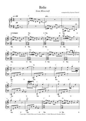 Relic – Aaron Cherof (Minecraft Music Disc) Sheet Music with Chords for ...