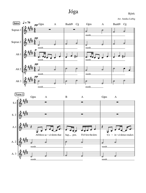 Joga (Arr. Annika Liebig) - Bjork (Choral, SSAA)