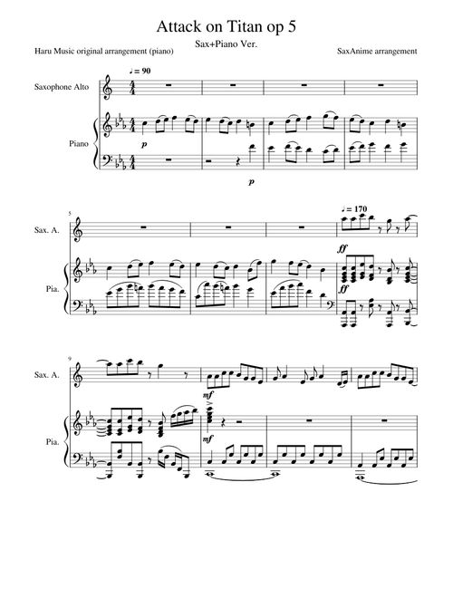 Shoukei to Shikabane no Michi Sax/Piano - Attack on Titan OP5
