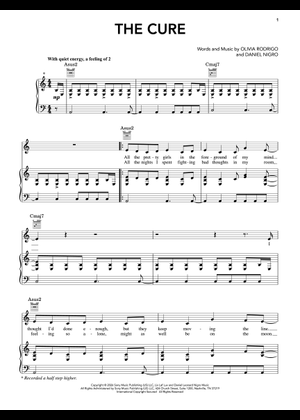 the cure – Olivia Rodrigo Sheet Music with Chords for Piano (Solo