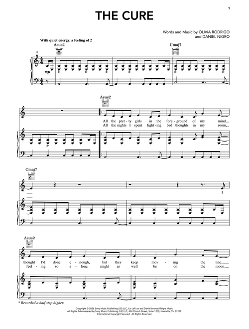 the cure - Olivia Rodrigo (Piano-Vocal-Guitar)
