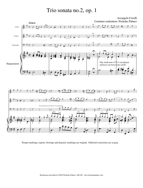 Trio Sonata in E minor (no.2, op.1) - Arcangelo Corelli (Arr. Nicholas Palmer, ASCAP) (Small Ensemble)