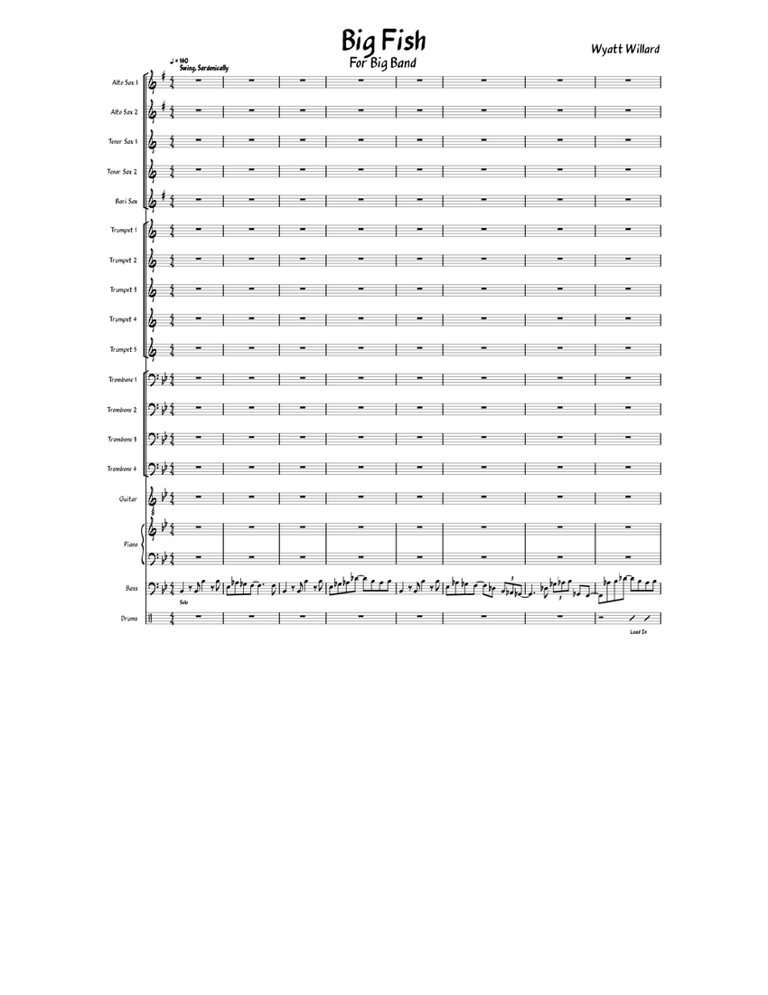 Big Fish Sheet Music with Chords for Piano, Trombone, Saxophone alto ...