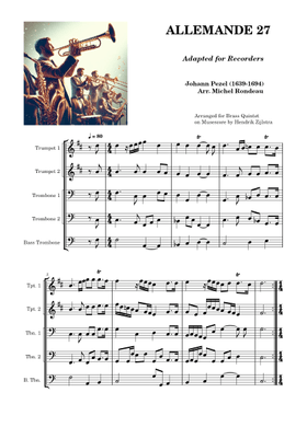 Free Allemande 27 Pezel Johann, Brass Quintet by