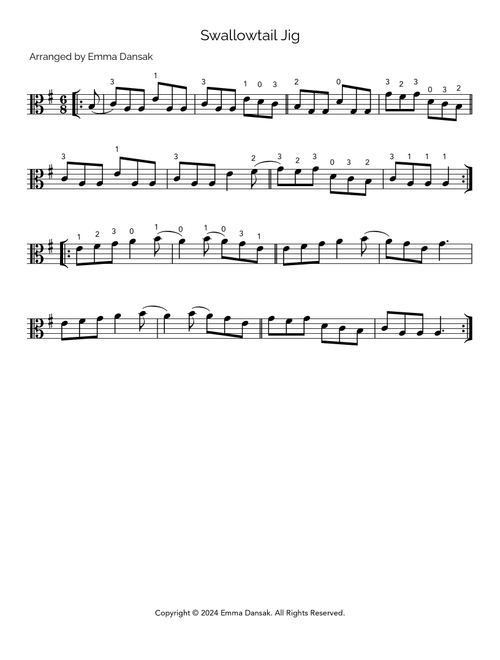 Swallowtail Jig (Arr. Emma Dansak) - Traditional (Viola Solo)