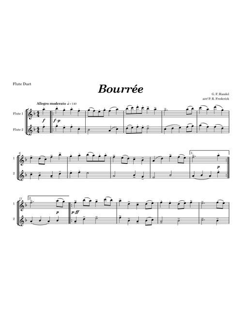 Bourée (Arr. P. R. Frederick) - G F Handel (Flute Duet)