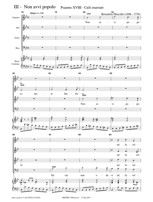 I Cieli Immensi Narrano, S.618,  Non avvi popolo - Benedetto Marcello