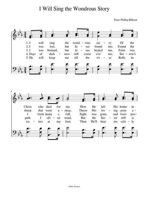 I will sing the wondrous story (Bilhorn) - P. P. Bilhorn