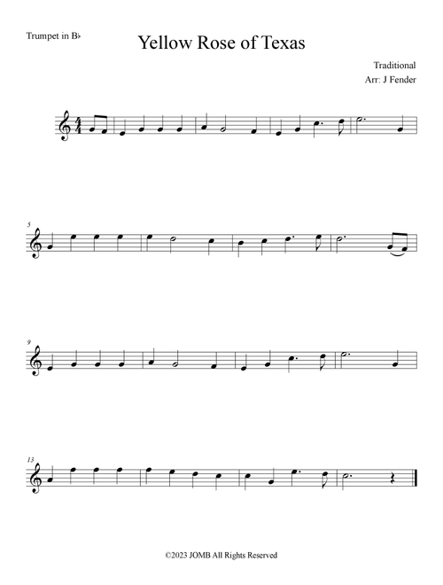Yellow Rose of Texas (Arr. Jerremy Fender) - Traditional (Trumpet and Piano)