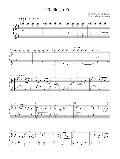 Sleigh Ride - Natalie Cole (Piano Solo)