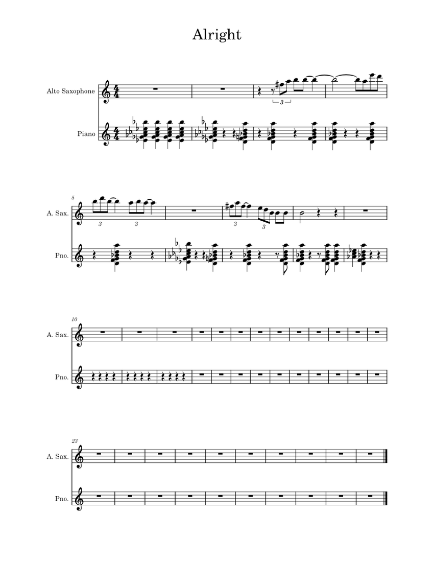 Alright Kendrick Lamar Alright Sheet music for Piano, Saxophone alto