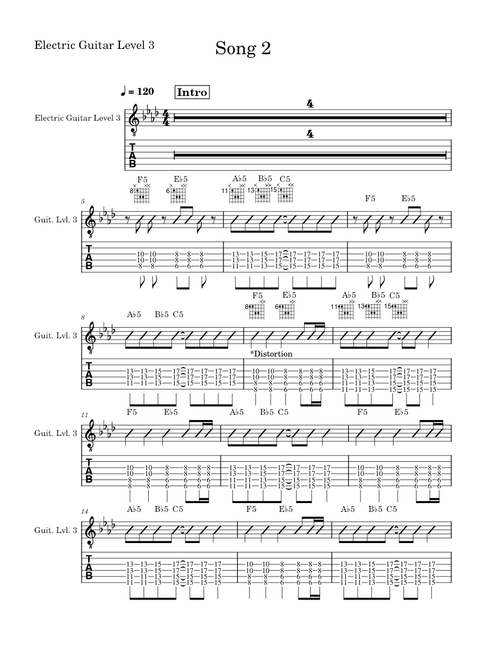 Song 2 – Blur Song 2 - Electric Guitar Level 3