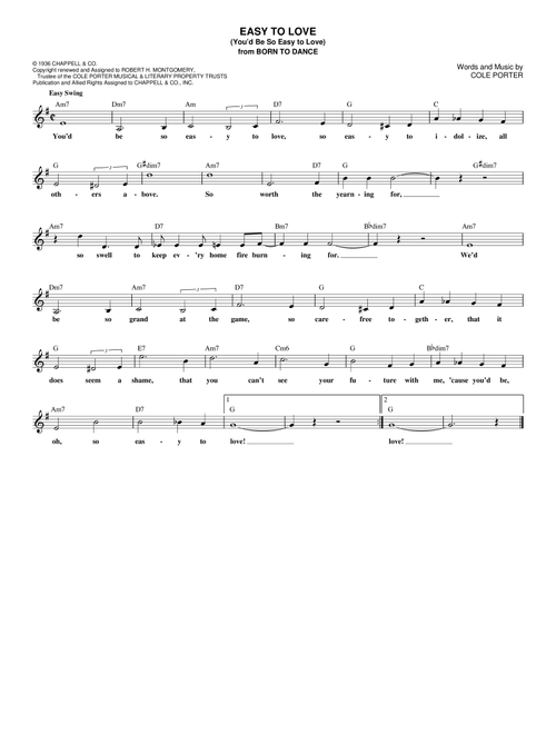 Easy To Love (You'd Be So Easy To Love) - Cole Porter (Lead Sheet - Fake Book)