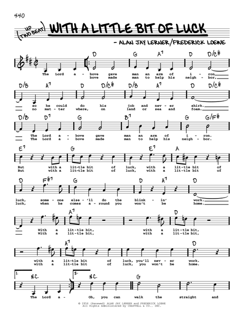 With A Little Bit Of Luck (High Voice) - Lerner & Loewe, Alan Jay Lerner, Frederick Loewe (Real Book - Melody-Chords-Lyrics)