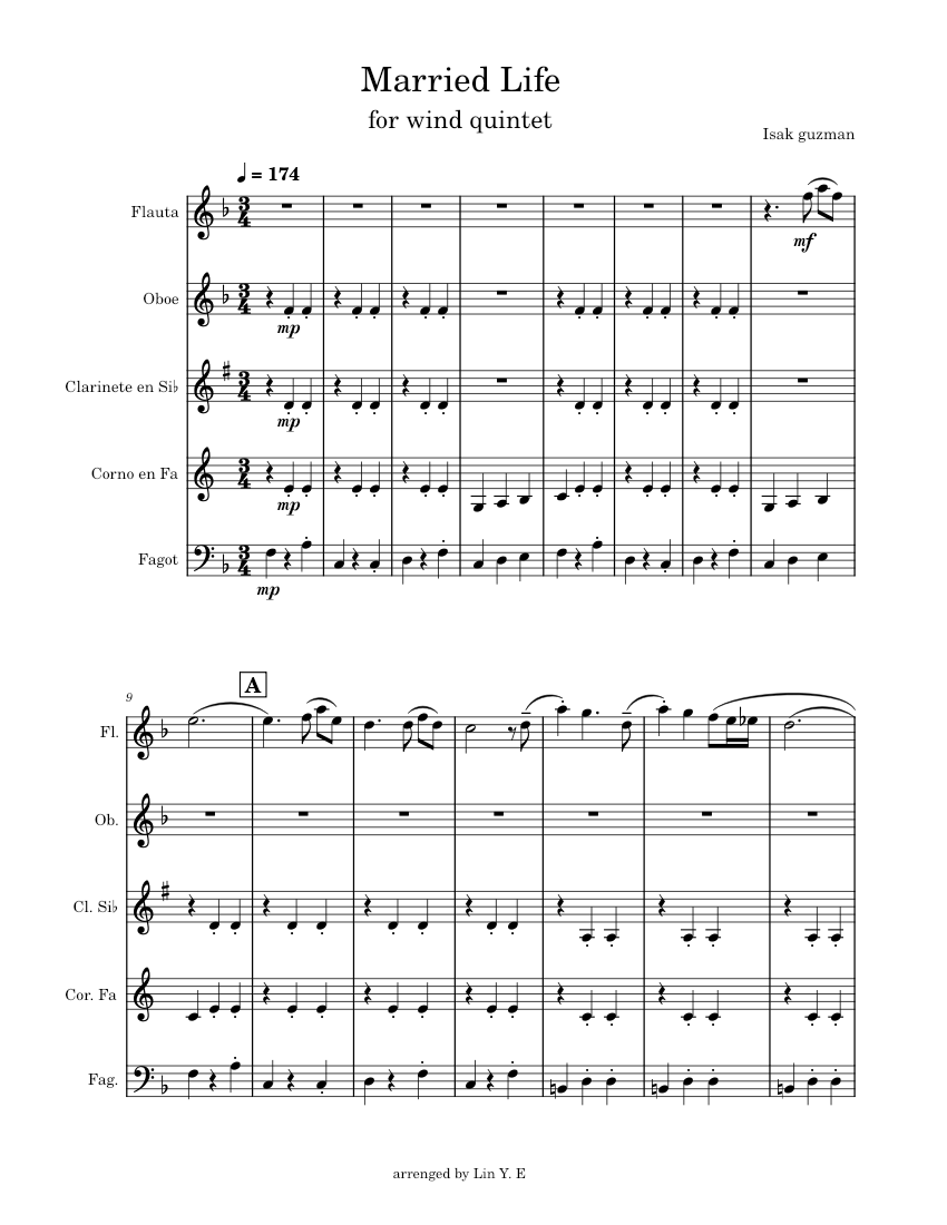 Married life Married Life Sheet music for Flute, Oboe, in b