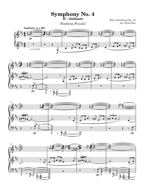Atterberg - Symphony No. 4 "Sinfonia Piccola" | II - Andante | Piano Solo
