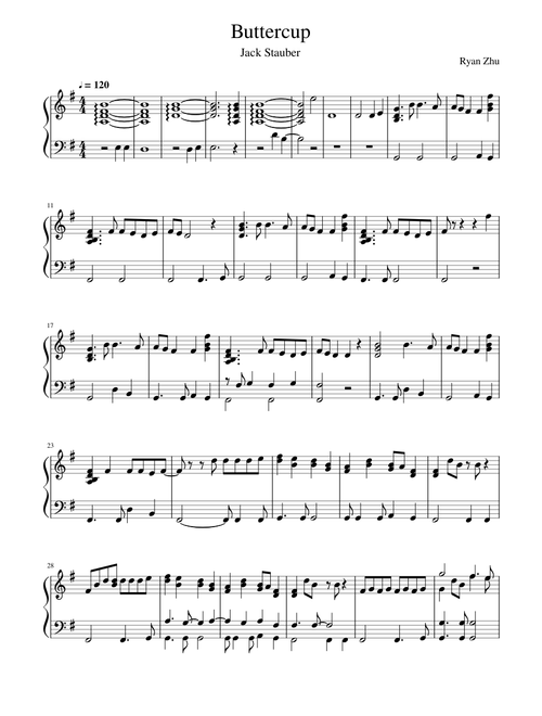 Jack Stauber - Buttercup (Piano Score)