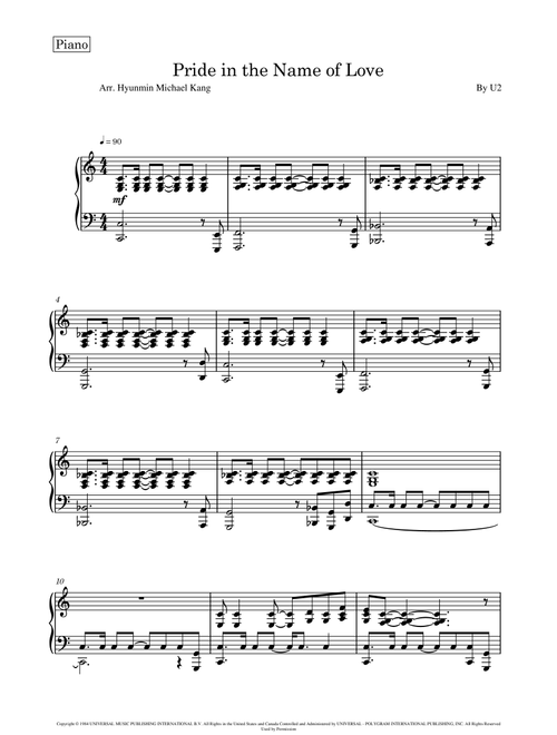 Pride (In The Name Of Love) (Arr. Hyunmin Michael Kang) - U2 (Piano Solo)