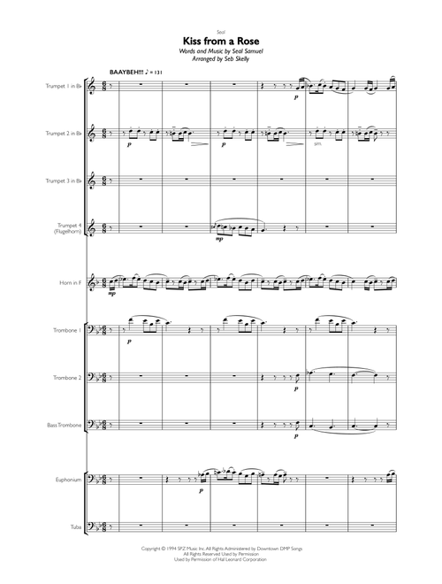 Kiss From A Rose (Arr. Seb Skelly) - Seal (Brass Ensemble)