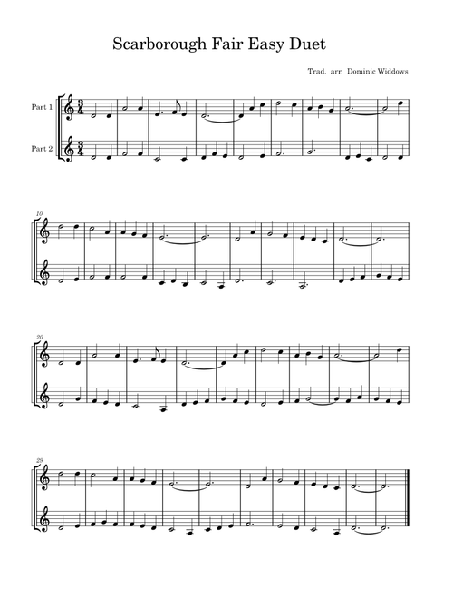 Scarborough Fair Easy Duet