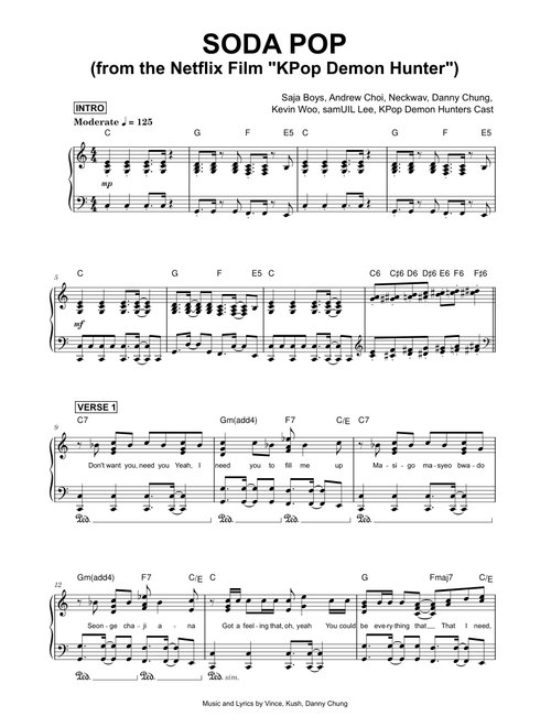 Soda Pop (from the Netflix Film KPop Demon Hunters) - Saja Boys, Andrew Choi, Neckwav, Danny Chung, sheet music arranged by Made By Muse for Solo